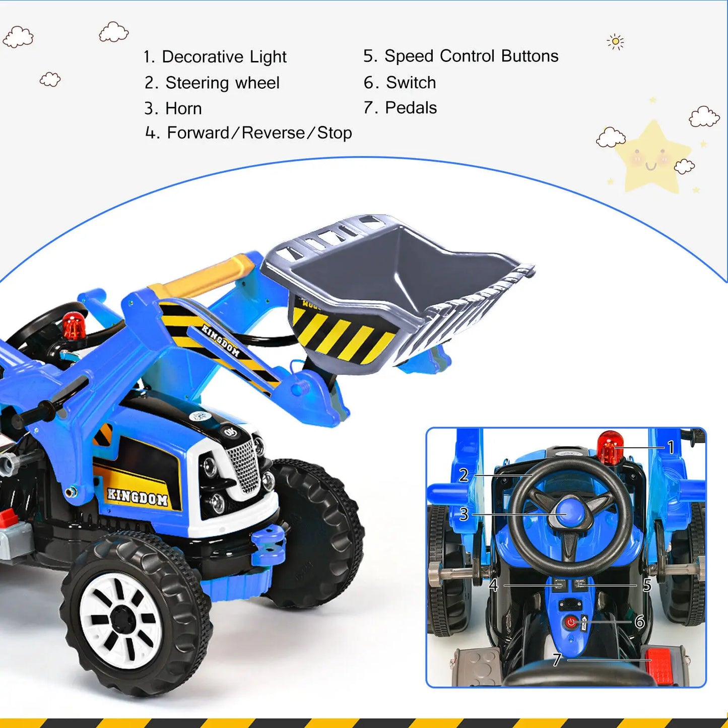 12v Electric Digger Kids Electric Ride On Battery Car Kids Ride On Best Gift! ๐