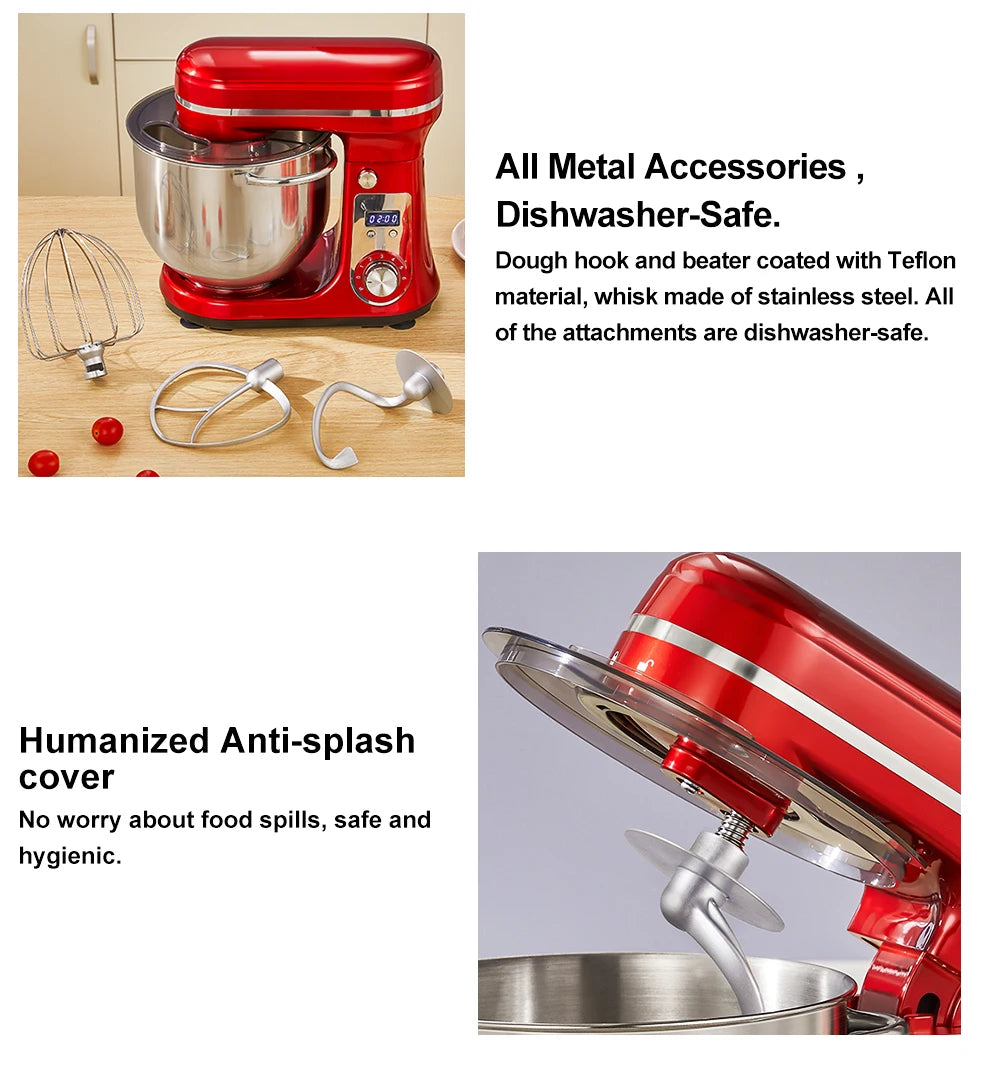 BioloMix Stand Mixer 1200W 6LElectric Kitchen QuietFood Mixer Premium ALL IN ONE