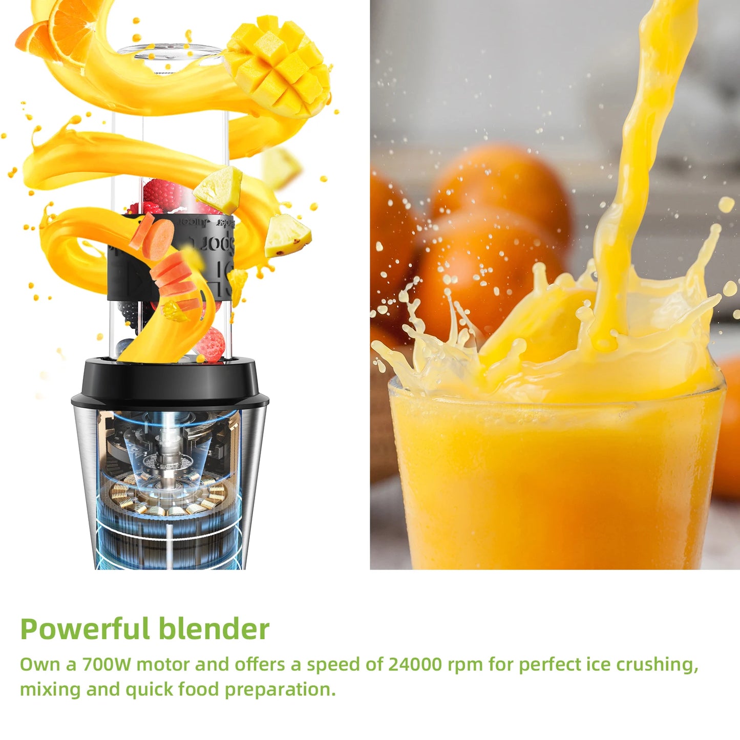 BioloMix Nutri Blender & Smoothie Maker Food Chopper & Dry Grinder700W Silver  ✨