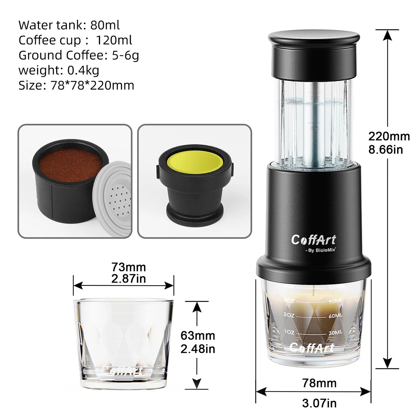 Portable Wireless Espresso Coffee Maker 3-in-1 Travel Machine for Car & Home Bag