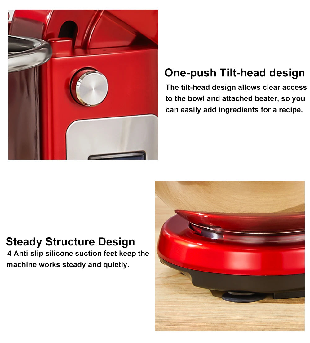 BioloMix Stand Mixer 1200W 6LElectric Kitchen QuietFood Mixer Premium ALL IN ONE