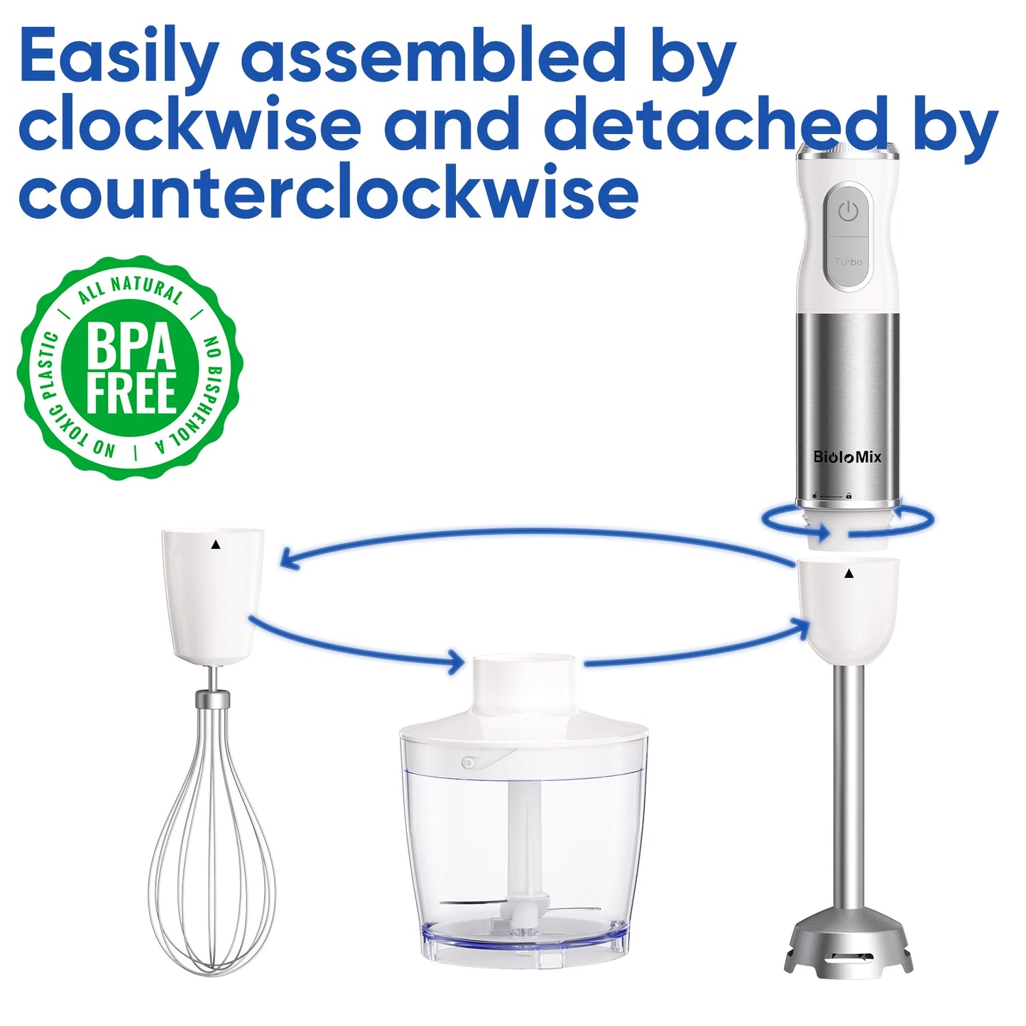 BioloMix Food Blender 4 in 1 Smoothie Maker Fruit Juicer Coffee Grinder White ✨