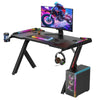 Gaming Desk LED RGB Computer Table Workstation w/ Cup Holder & Headphone Hook✨✨