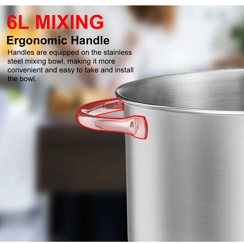 BioloMix Stand Mixer 1200W 6LElectric Kitchen QuietFood Mixer Premium ALL IN ONE
