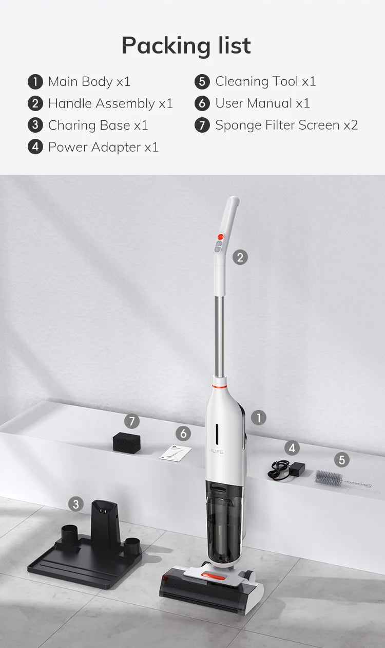 ILIFE Cordless Stick Vacuum Pet Pro Strong Battery Smart Mop Washing 5500Pa ✨✨