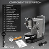 BIOLOMIX Espresso Machine With Milk Frother for Ground Coffee 1.1L Capacity 1100W