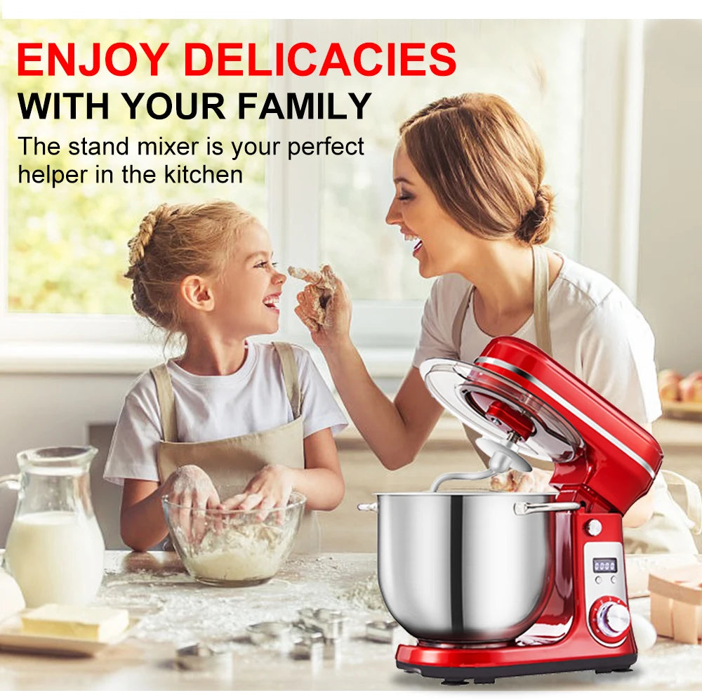 BioloMix Stand Mixer 1200W 6LElectric Kitchen QuietFood Mixer Premium ALL IN ONE