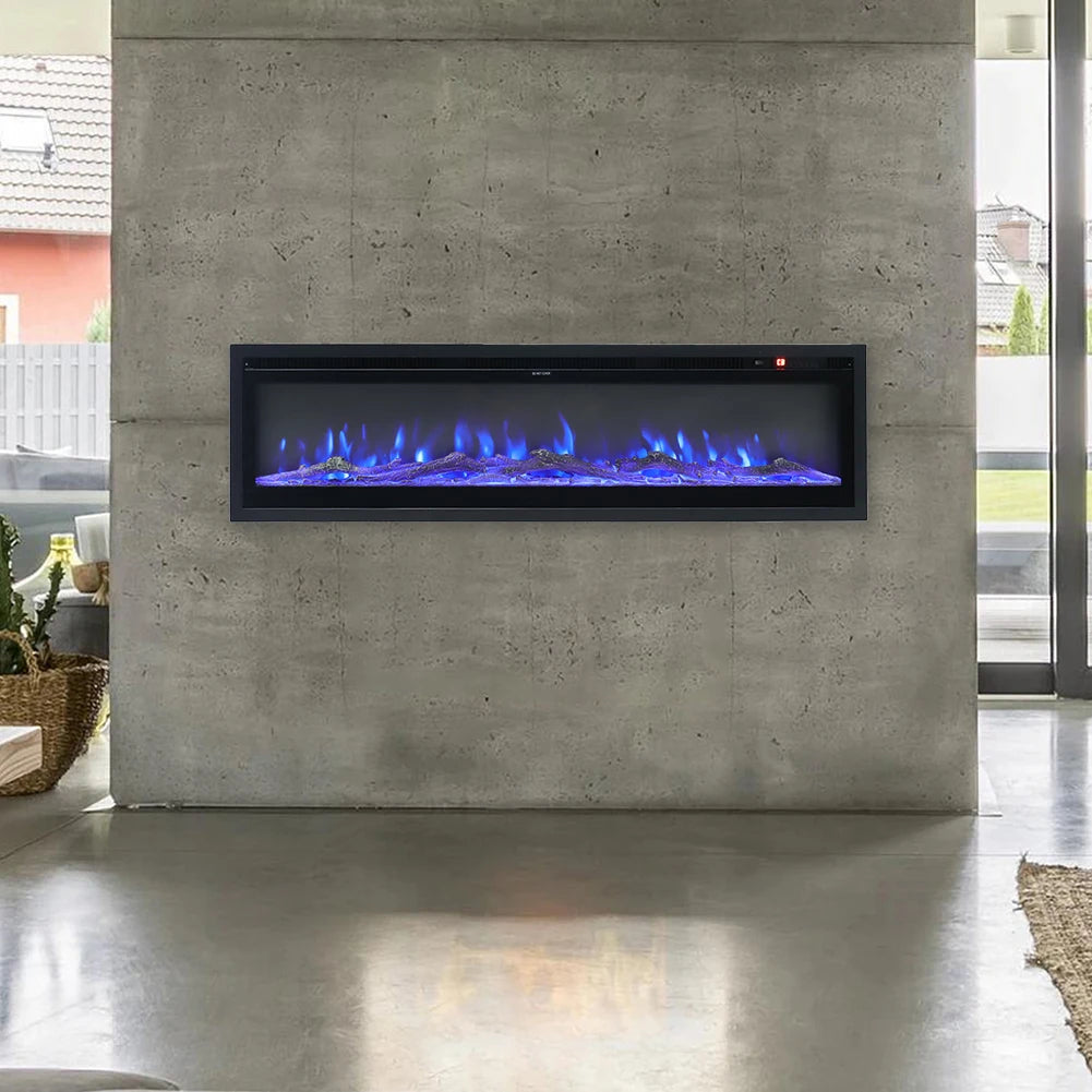 LED Fireplace Media Wall Fire Wall Mounted Standing Electric Heater 40/50/60 in.