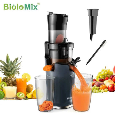 Electric Juicer Machine Juice Fruit Squeezer Slow Masticating Brush Pulp Cup UK
