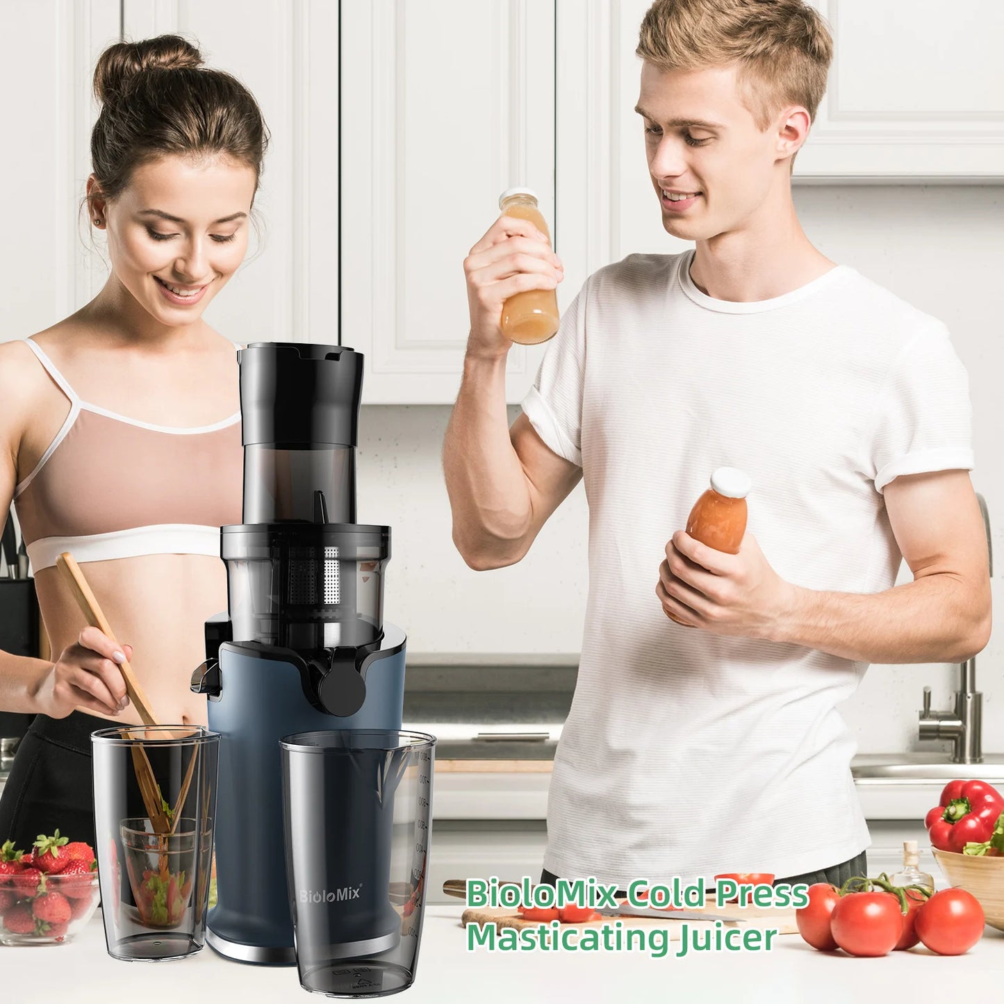 Electric Juicer Machine Juice Fruit Squeezer Slow Masticating Brush Pulp Cup UK