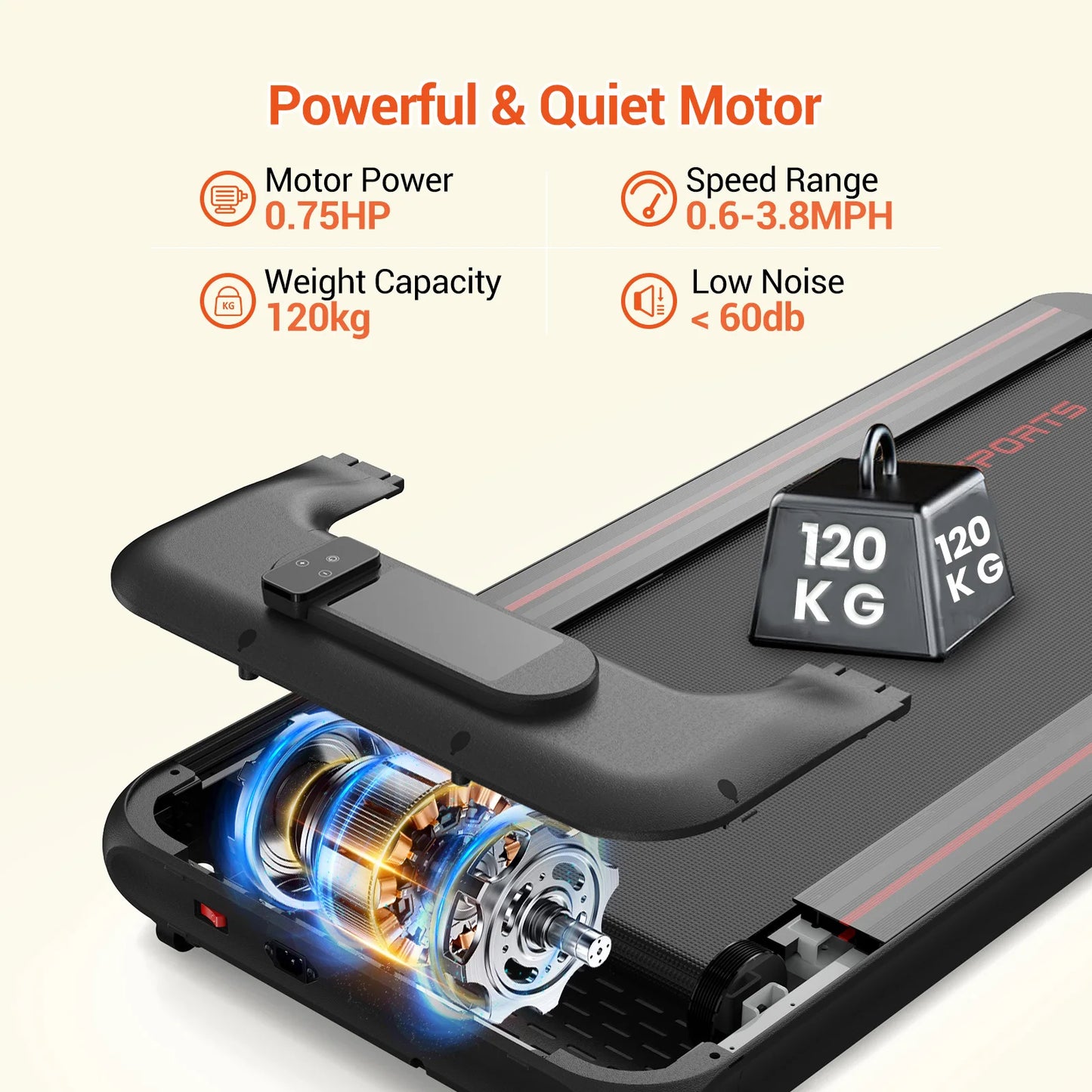 CITYSPORTS 6Kmh Walking Pad Foldable Smart Running Machine Treadmill Home Office