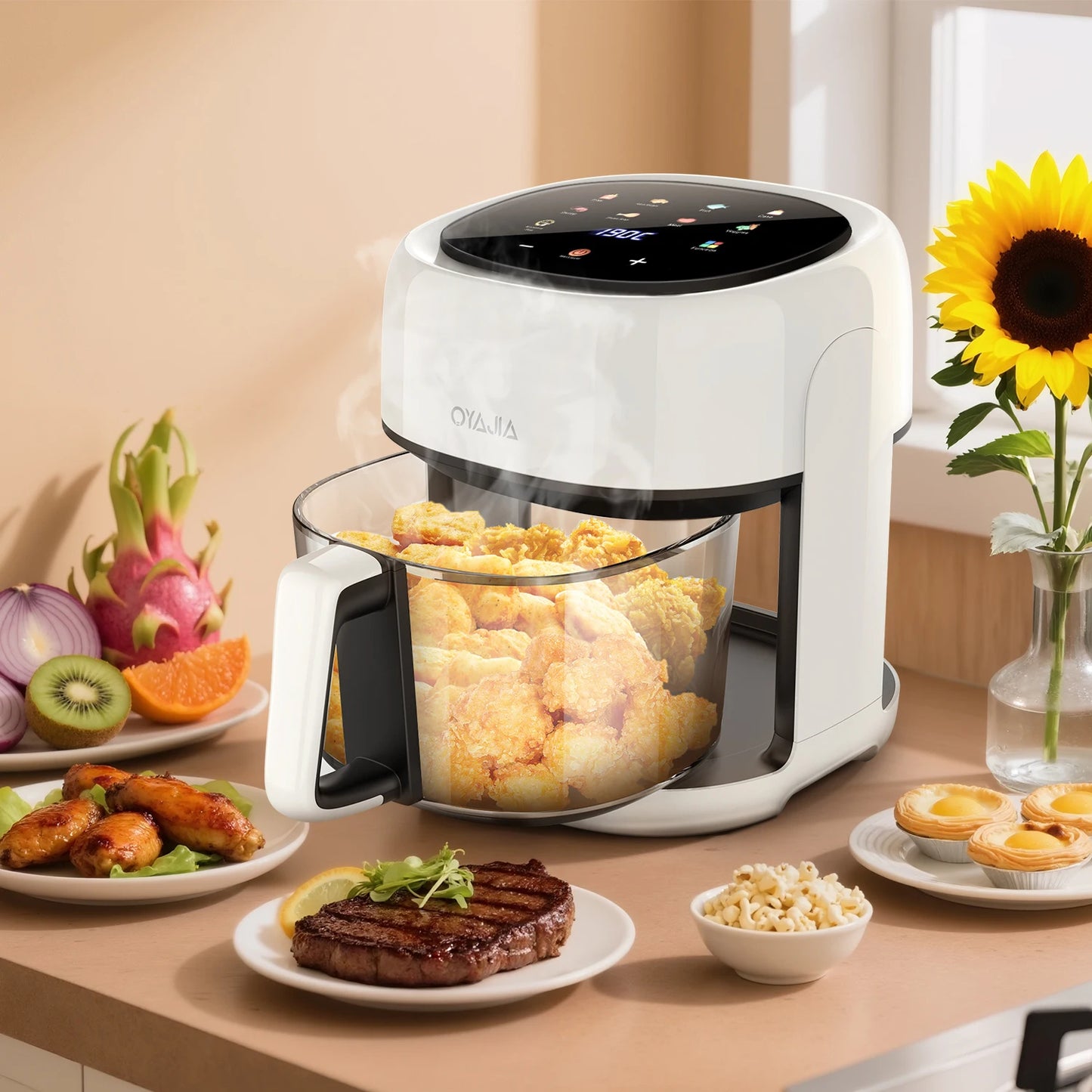 Oyjia Digital Air Fryer 5L Oil Free Frying Chips 1800W Kitchen Cooker Oven UK