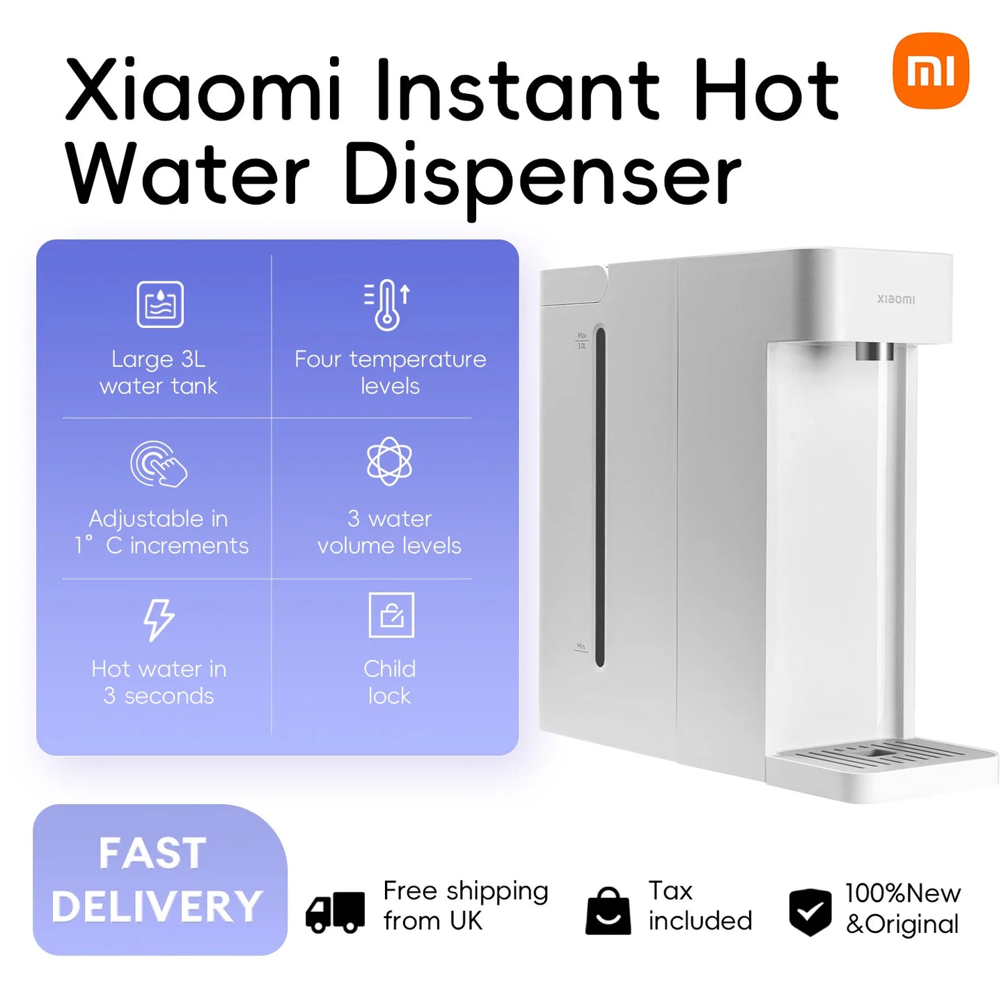 Xiaomi Instant White Hot Filtered Water Dispenser Countertop 4 Tem. Levels  ✨