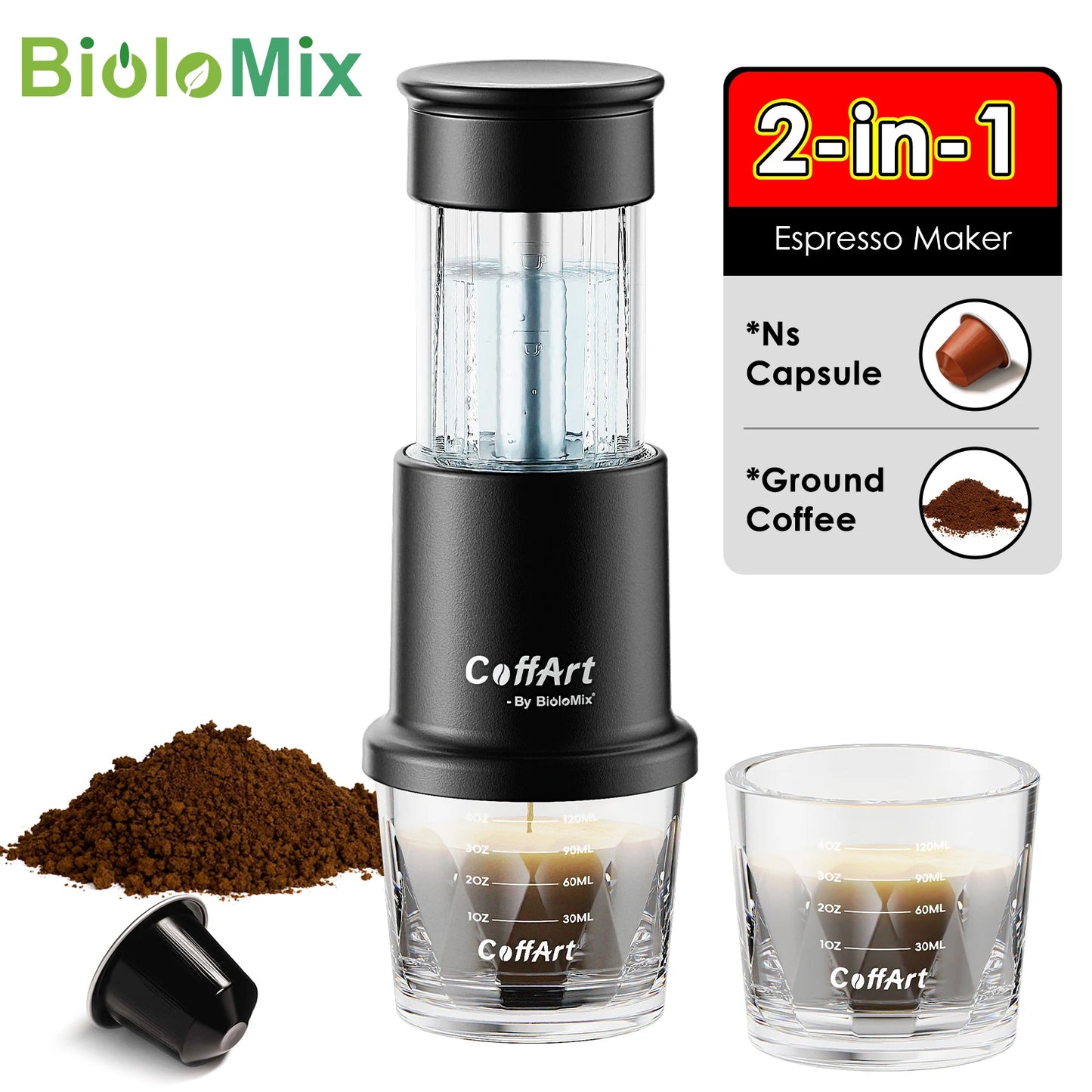 Portable Wireless Espresso Coffee Maker 3-in-1 Travel Machine for Car & Home Bag