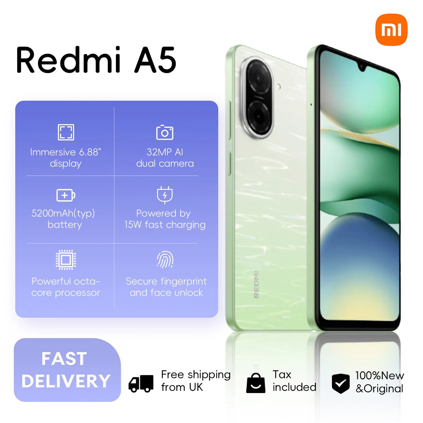 Lowest Price Smart phone Redmi A5 64/128GB Unlocked Brand New sealed Best Gift✨