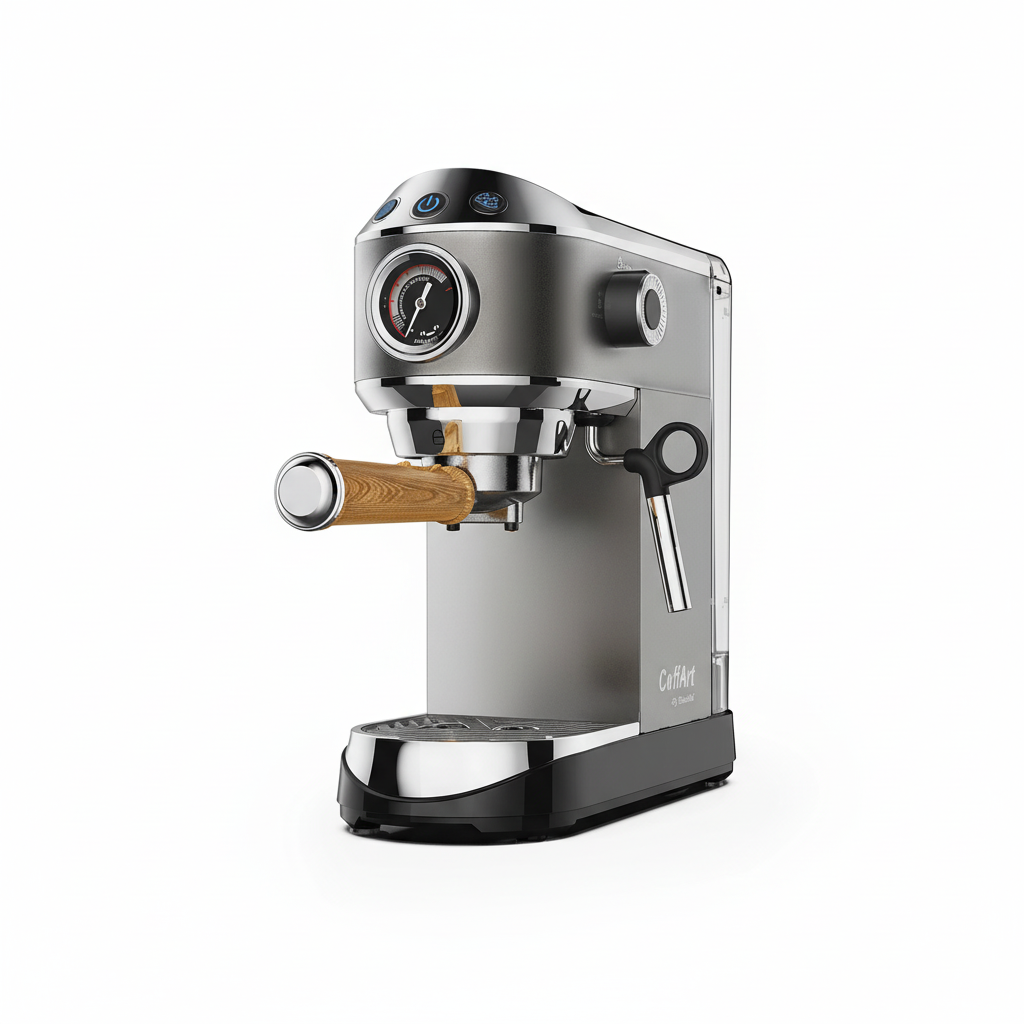 BIOLOMIX Espresso Machine With Milk Frother for Ground Coffee 1.1L Capacity 1100W