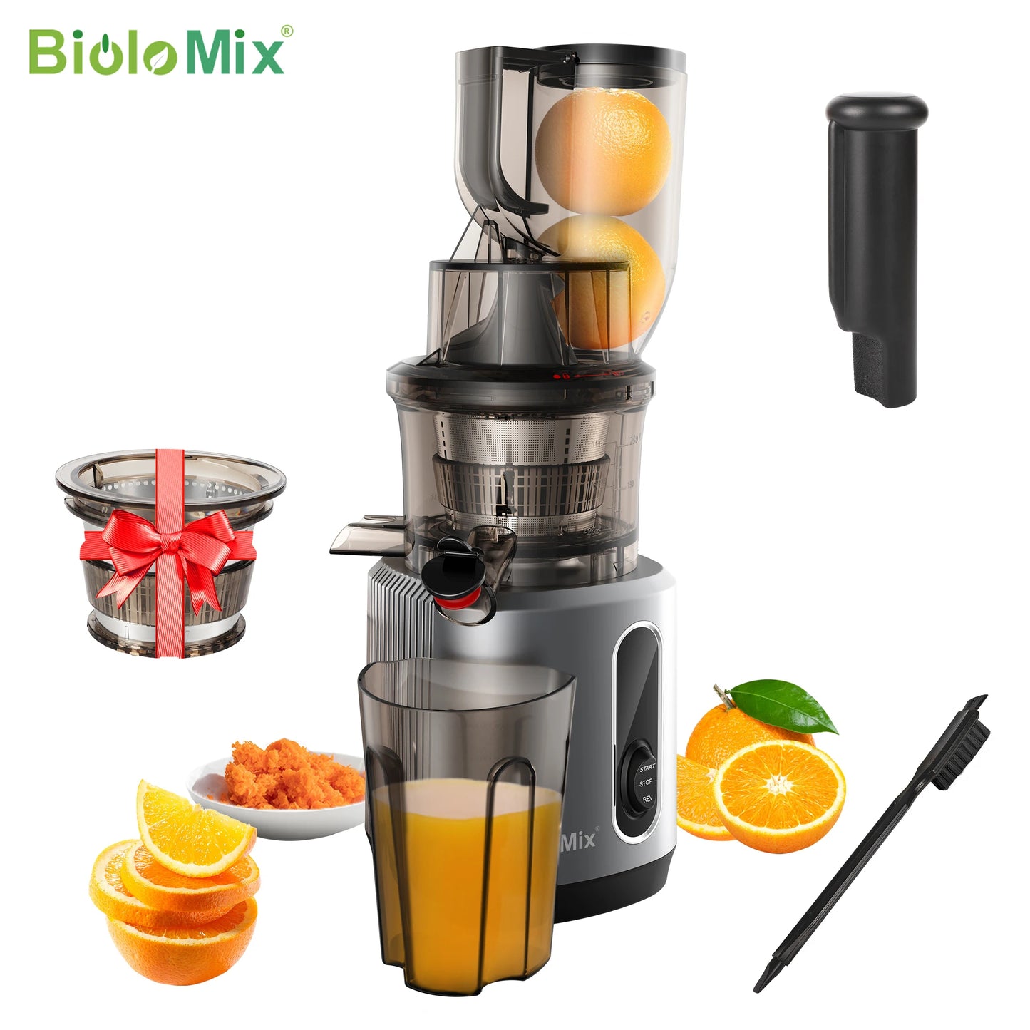 Electric Juicer Machine Juice Fruit Squeezer Slow Masticating Brush Pulp Cup UK✨
