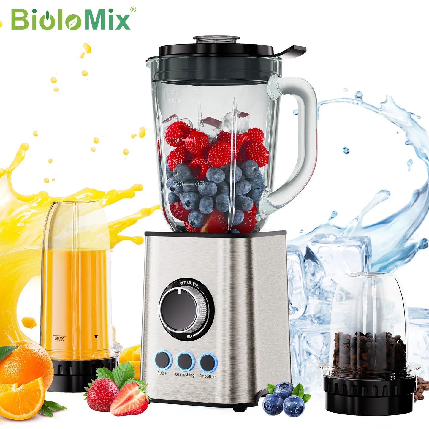 1300W Blender Smoothie Maker Ice Crusher Mixer Milk Shake Fruit Juicer Vegetable