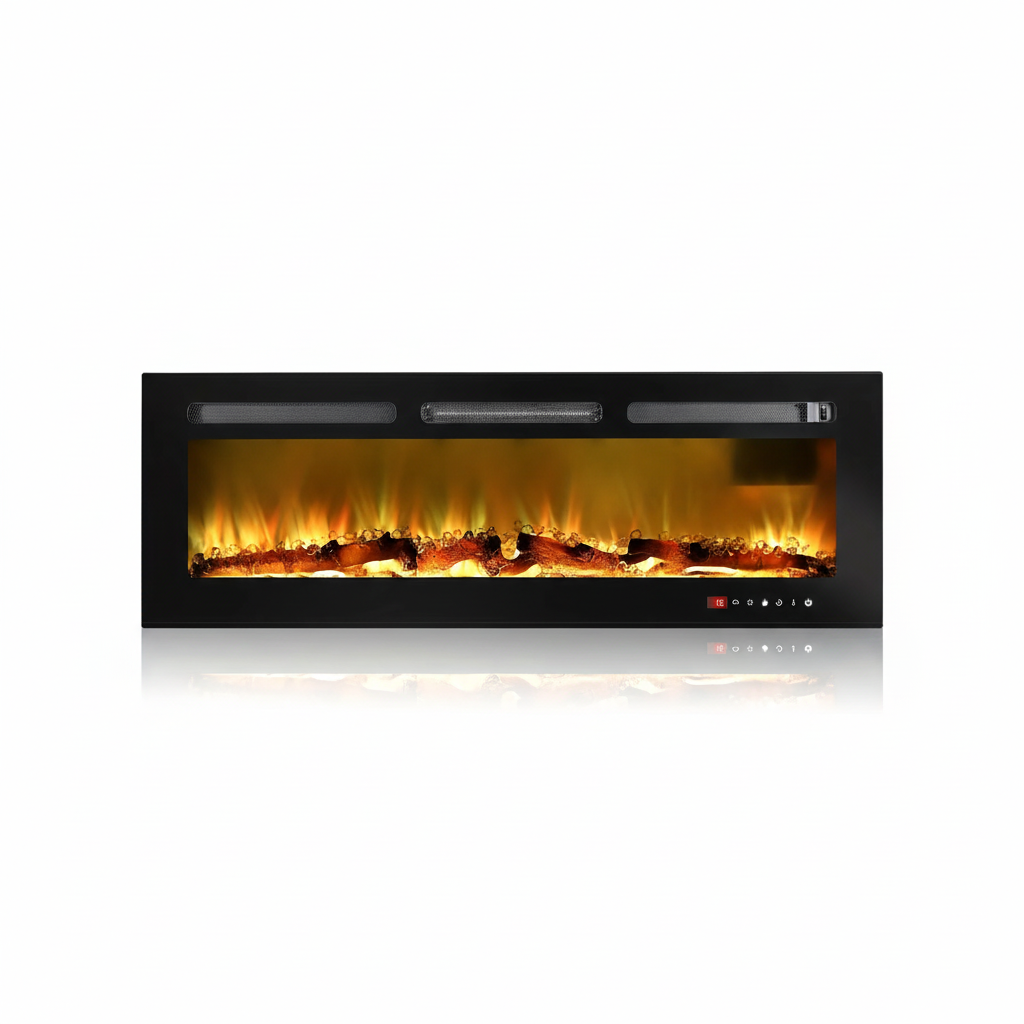 LED Fireplace Media Wall Fire Wall Mounted / Standing Electric Heater 50 in.