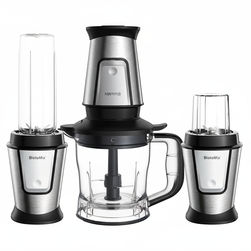 BioloMix Nutri Blender & Smoothie Maker Food Chopper & Dry Grinder700W Silver  ✨