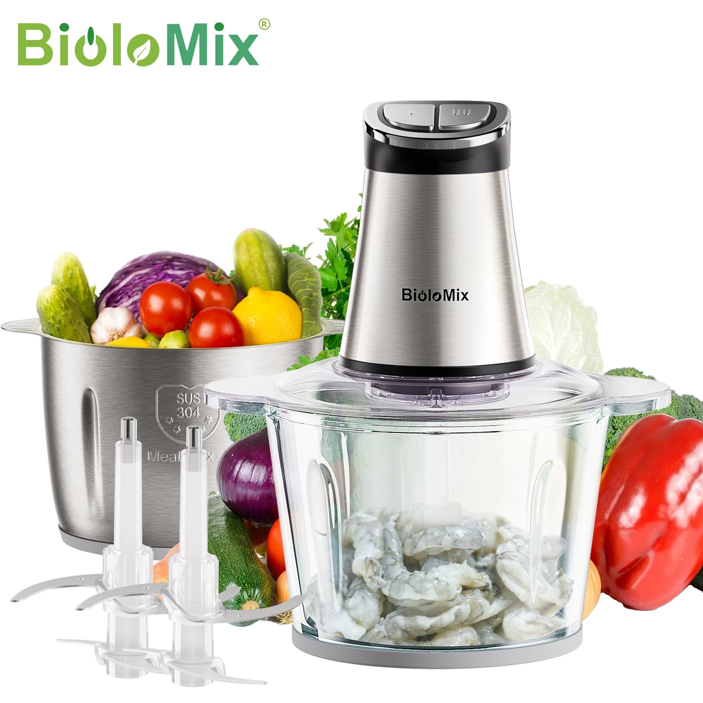 3L Food Chopper Electric Processor Blender Glass Mixer Garlic Spices Grinder ✨