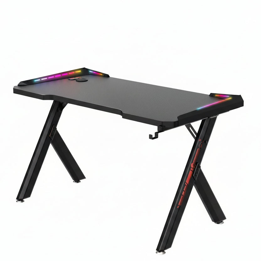 Gaming Desk LED RGB Computer Table Workstation w/ Cup Holder & Headphone Hook✨✨