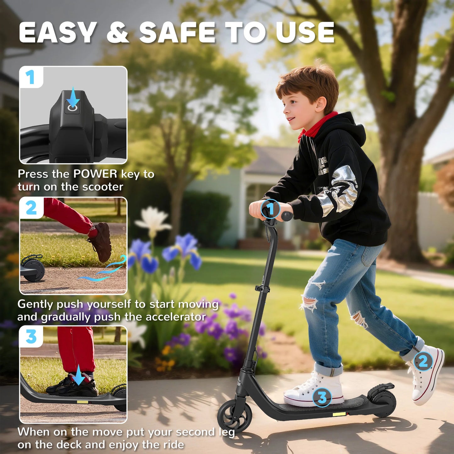 NEW 120W Kids Electric Scooter 6+, 6 Kg Lightweight E-Scooter Adjustable Height✨