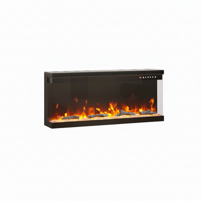 3-Sided Electric Media Fireplace 40~50" Wall Recessed Inset Fire Glass Panoramic