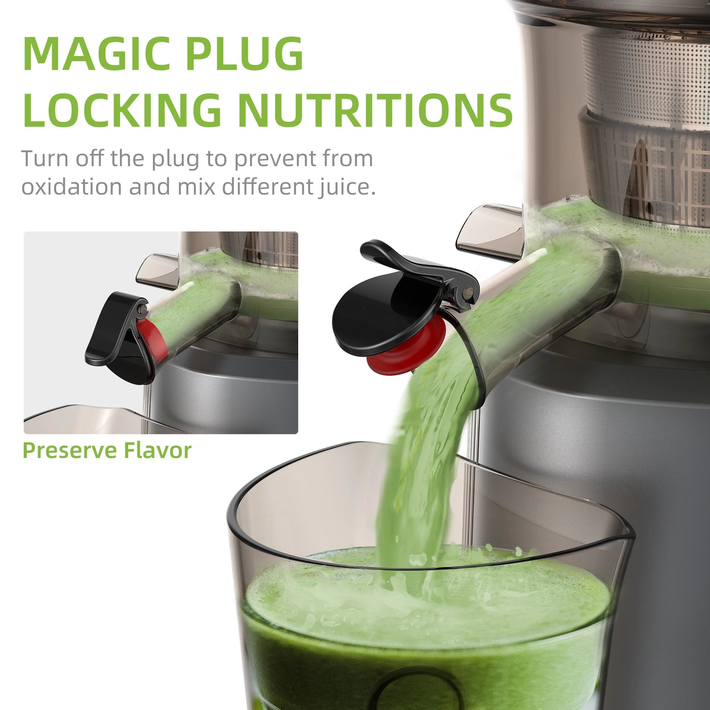 Electric Juicer Machine Juice Fruit Squeezer Slow Masticating Brush Pulp Cup UK✨