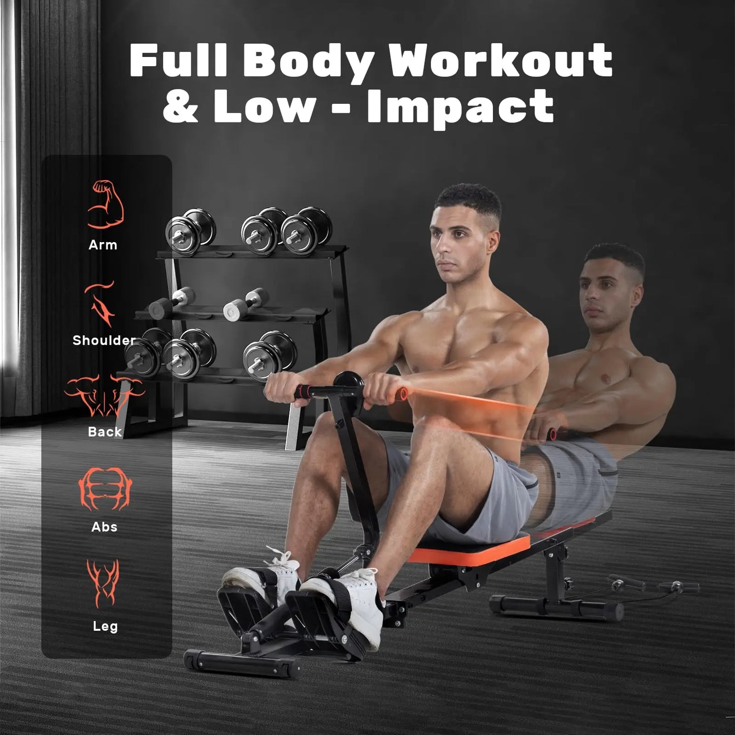 Magnetic Rowing Machine Rower with LCD Monitor Home Gym Fitness Cardio Workout ✨