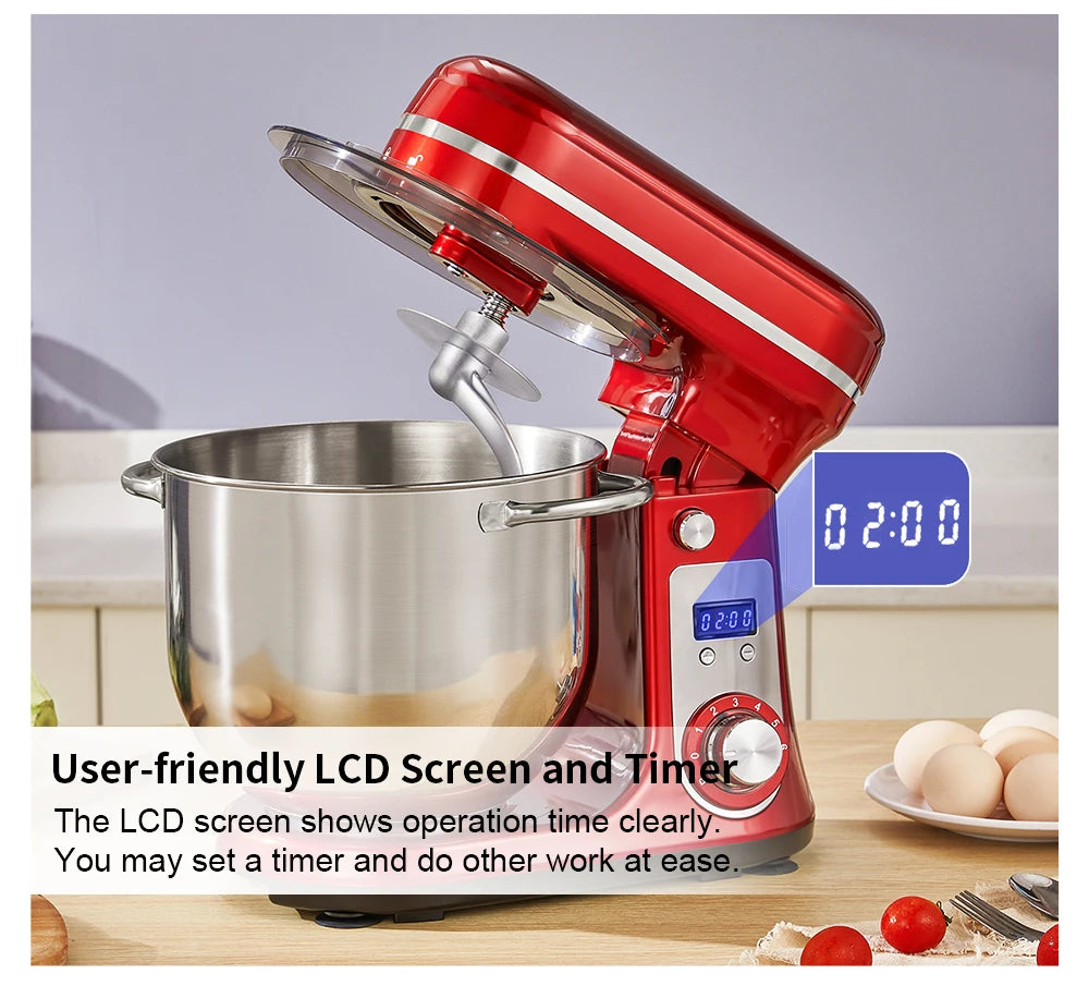 BioloMix Stand Mixer 1200W 6LElectric Kitchen QuietFood Mixer Premium ALL IN ONE