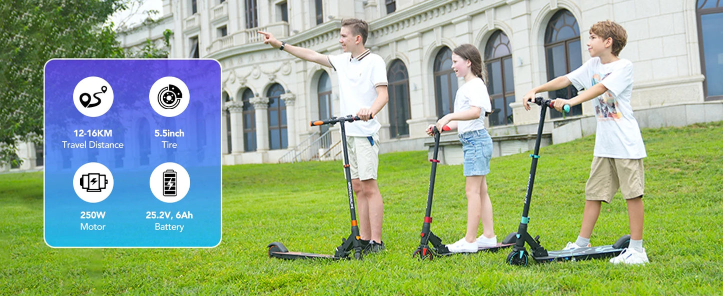 RCB R15 Foldable Electric Scooter for Kids Height adjustment, 16KM, 12.4MPH, UK✨