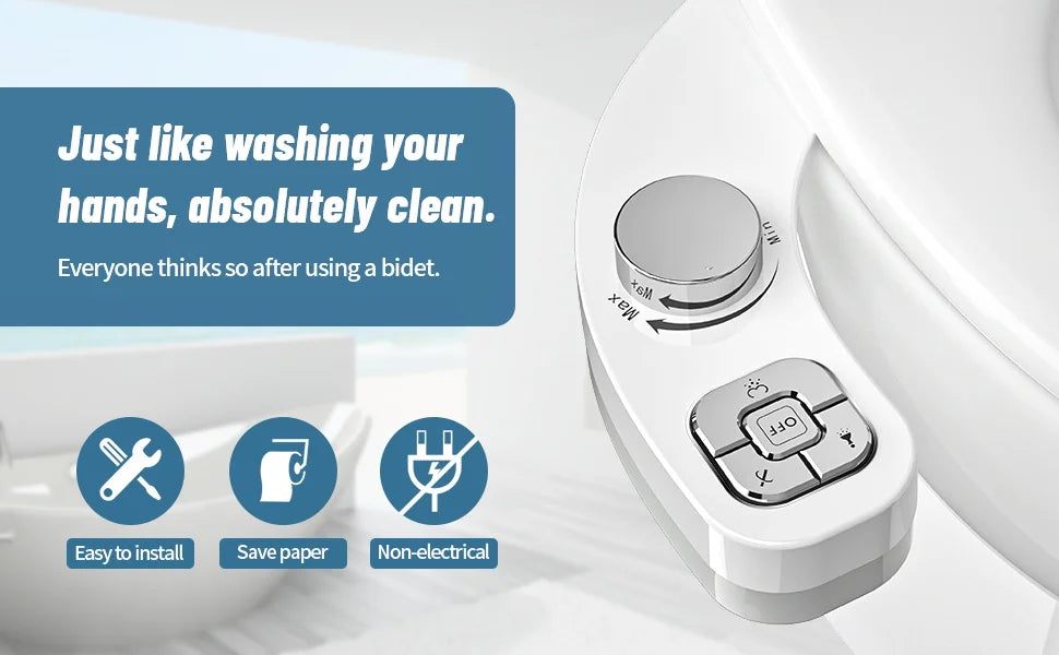 Bidet Toilet Seat Attachment Self Cleaning Dual Nozzle Bathroom Water Spray ✨