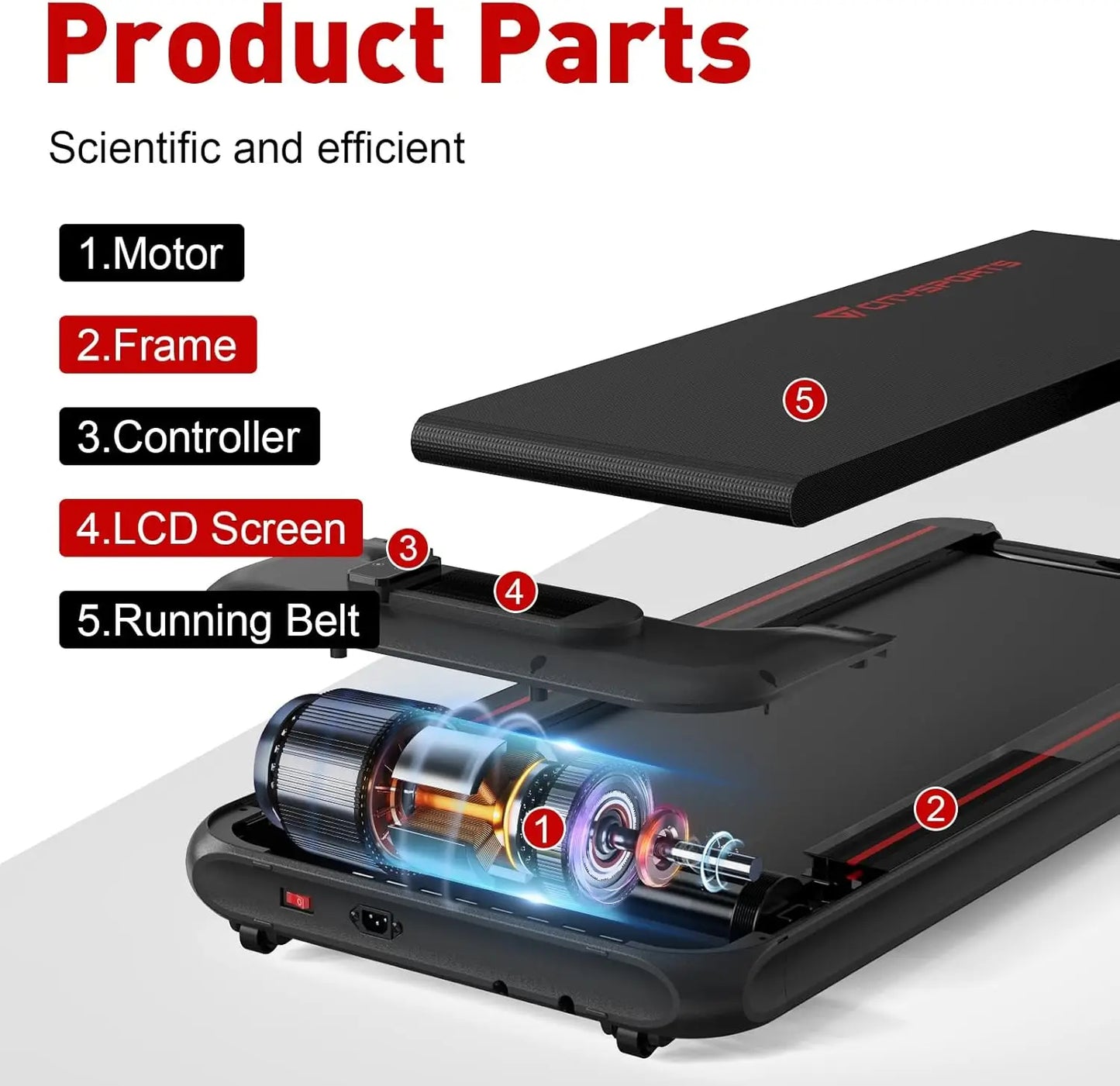 CITYSPORTS 6Kmh Walking Pad Foldable Smart Running Machine Treadmill Home Office