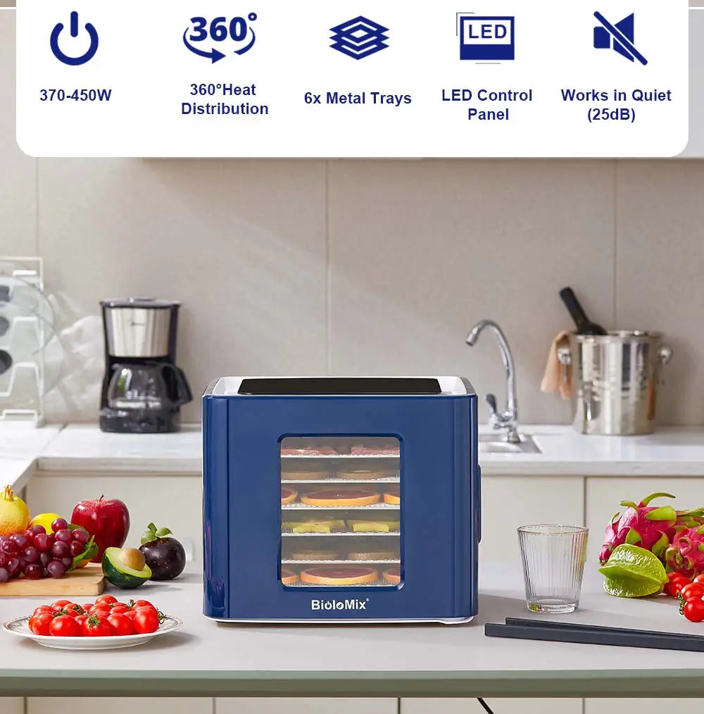 Biolomix Professional Food Dehydrator 400W 6 Stainless Steel Trays LCD Touch...✨