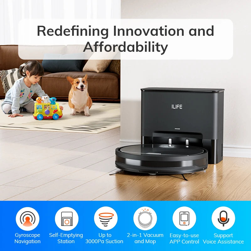 ILIFE V9 PRO 2-in-1 Robot Vacuum & Mop Self-Emptying 3000Pa Strong Suction, App✨