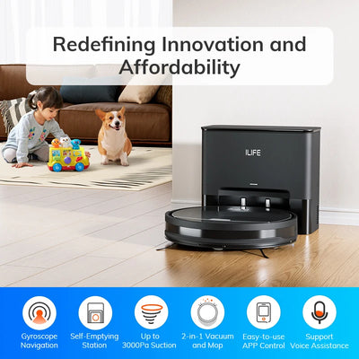 ILIFE V9 PRO 2-in-1 Robot Vacuum & Mop Self-Emptying 3000Pa Strong Suction, App✨