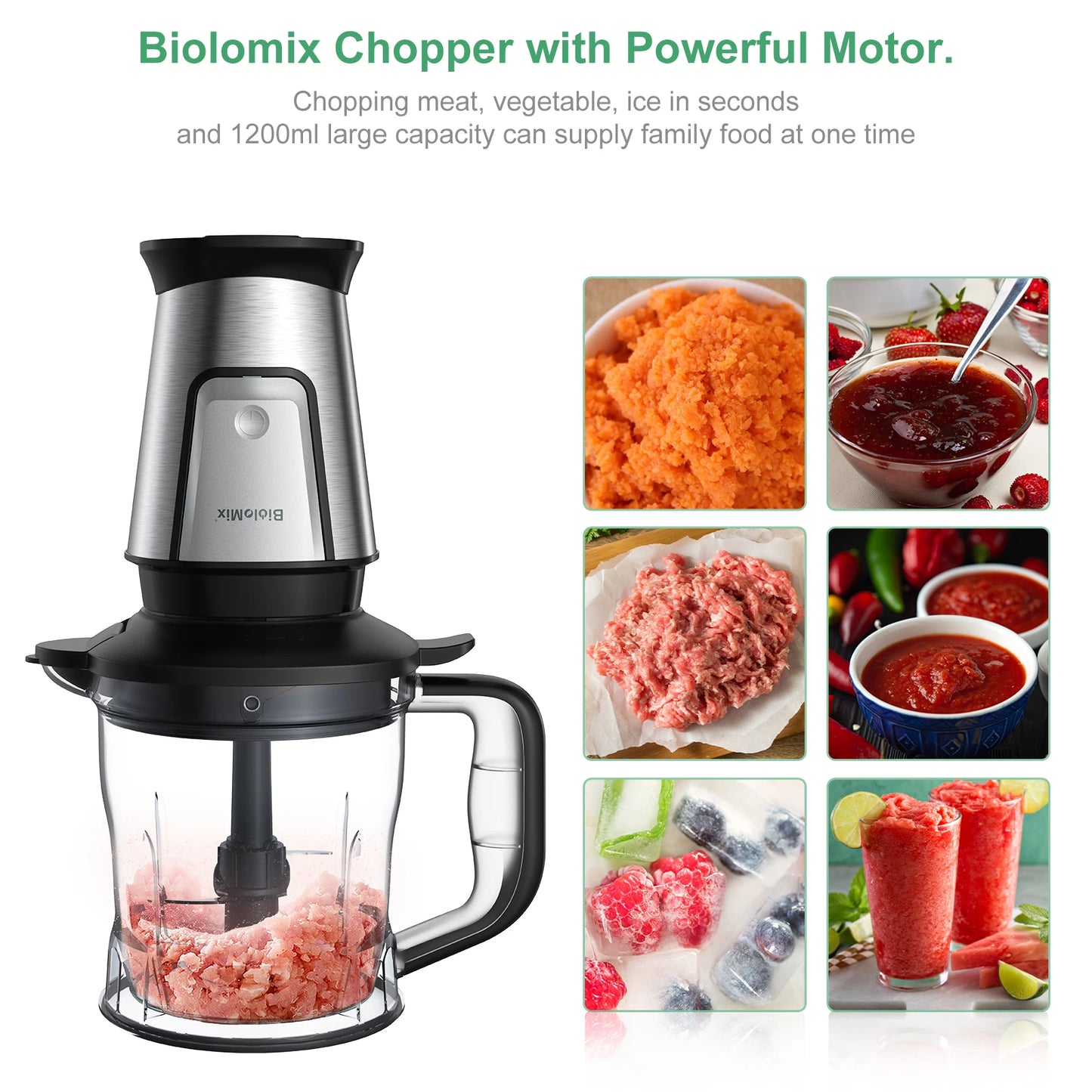 BioloMix Nutri Blender & Smoothie Maker Food Chopper & Dry Grinder700W Silver  ✨