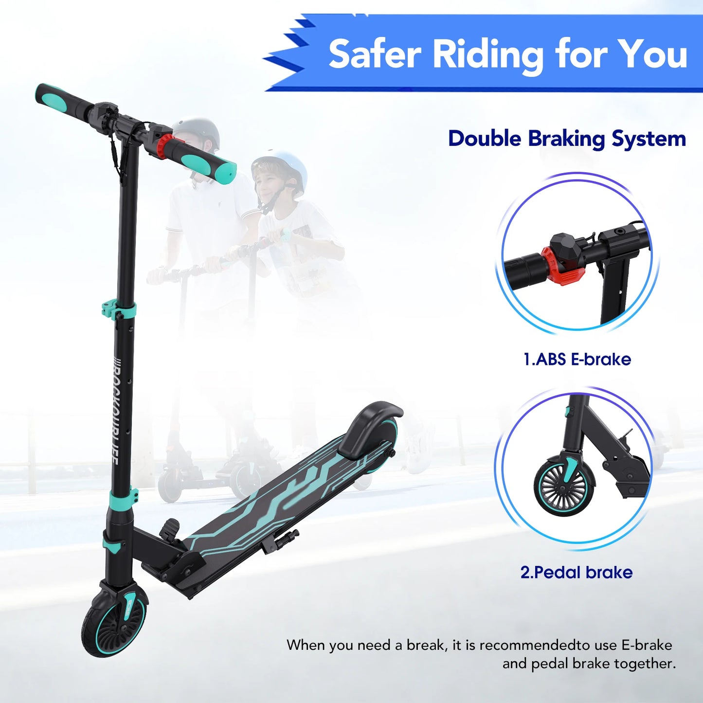 RCB R15 Foldable Electric Scooter for Kids Height adjustment, 16KM, 12.4MPH, UK✨