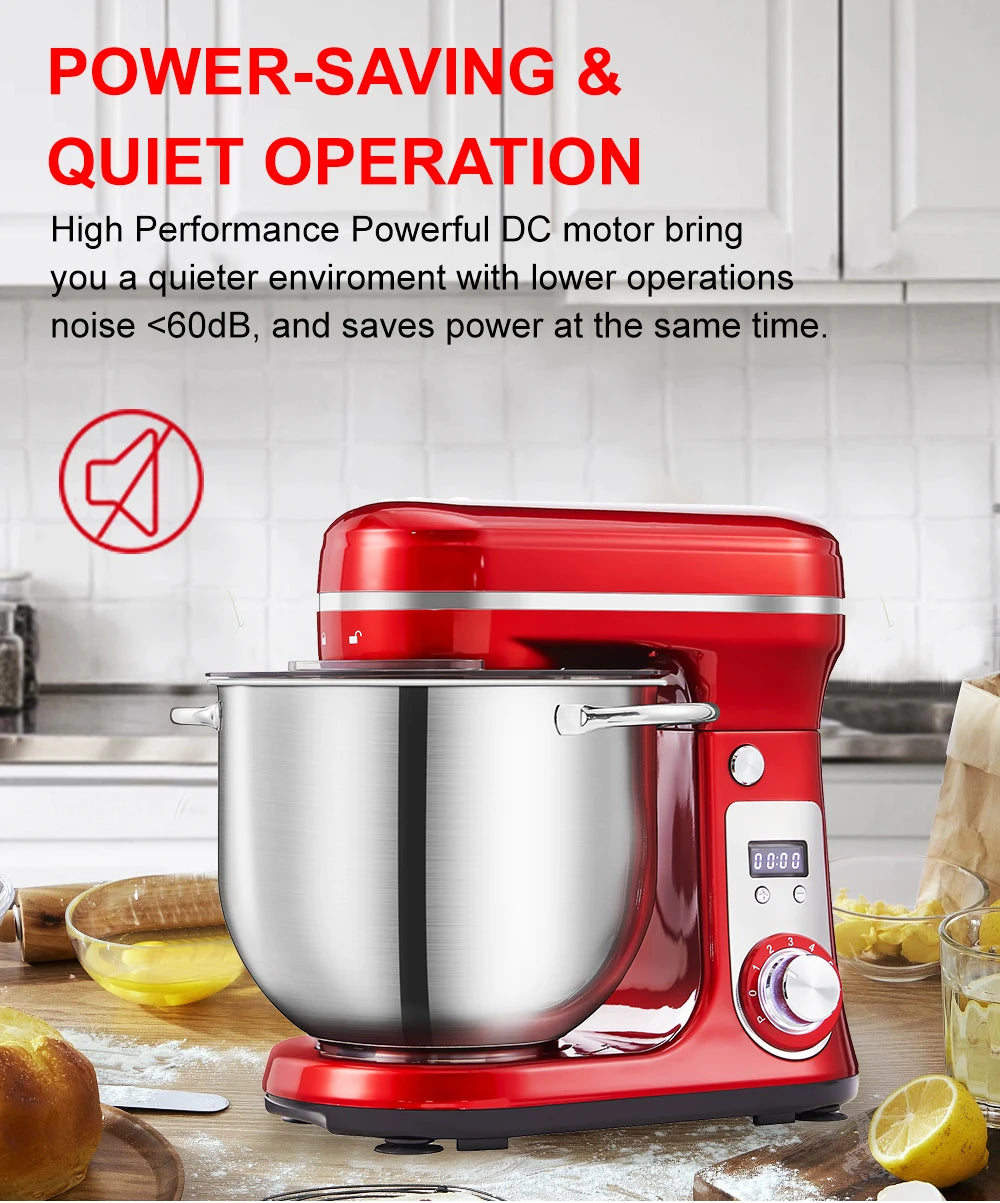 BioloMix Stand Mixer 1200W 6LElectric Kitchen QuietFood Mixer Premium ALL IN ONE