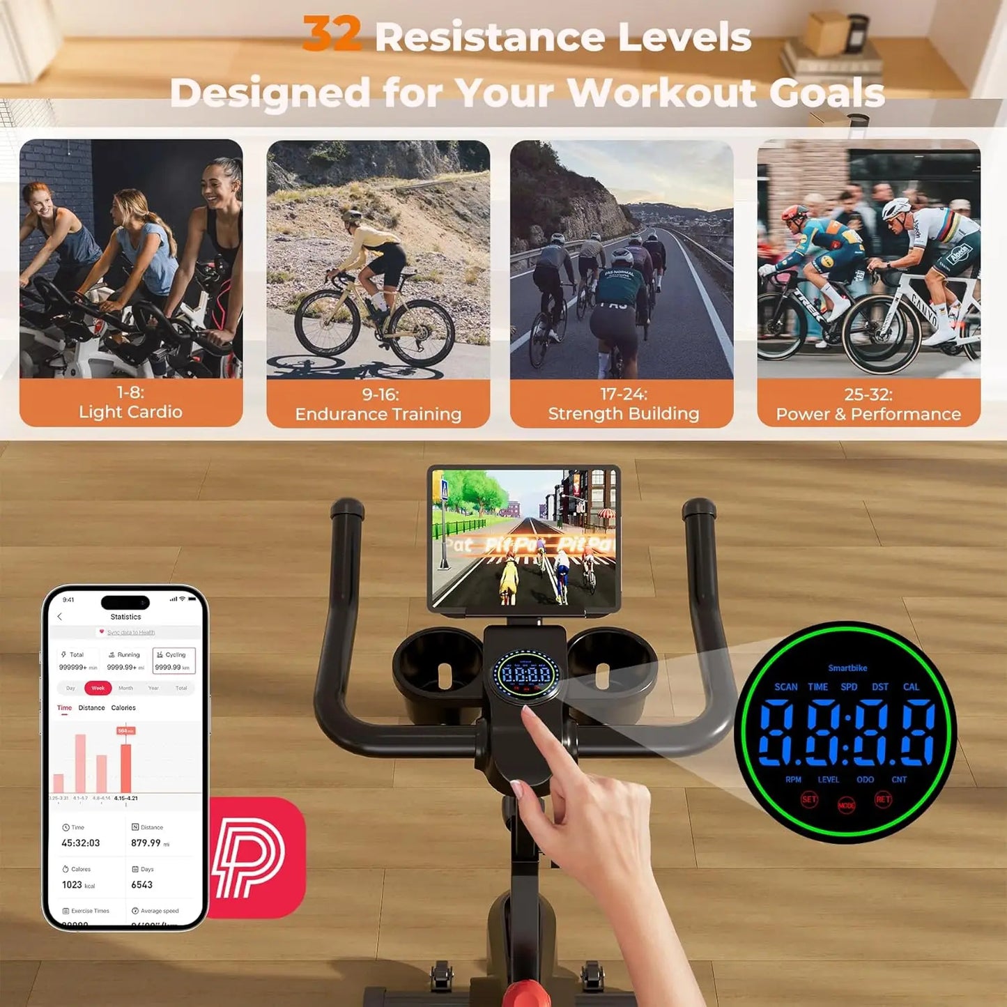Exercise Bike Indoor Cycling Home Gym Workout Cardio Fitness LCD Monitor Black ✨