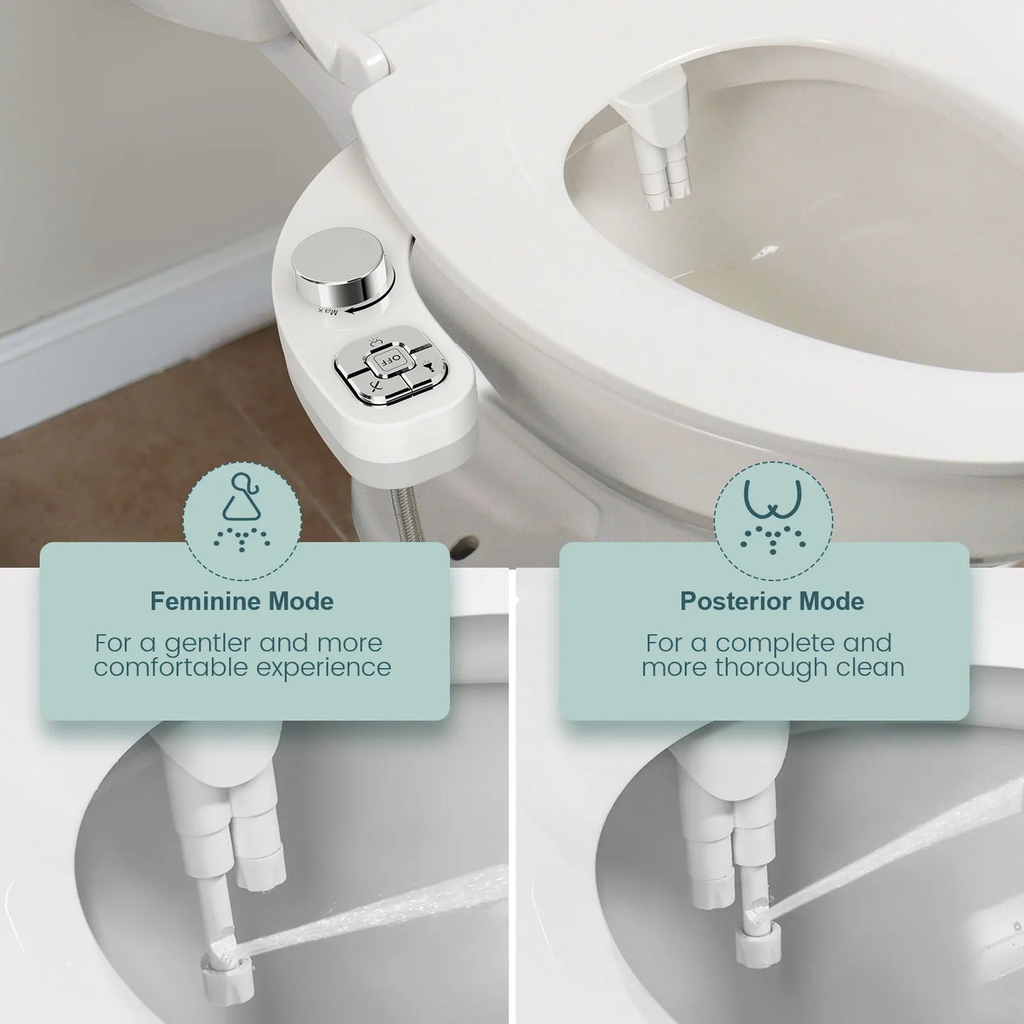Bidet Toilet Seat Attachment Self Cleaning Dual Nozzle Bathroom Water Spray ✨