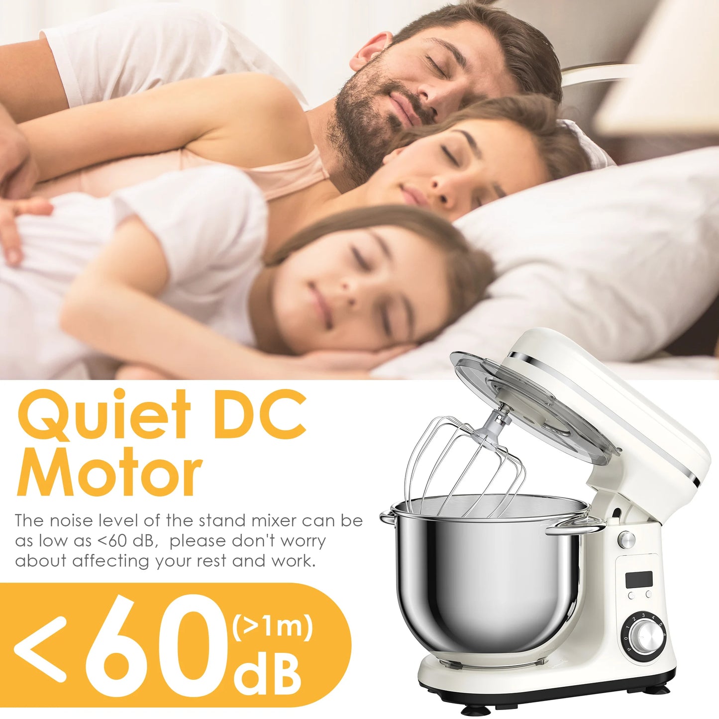 BioloMix Stand Mixer 1200W 6LElectric Kitchen QuietFood Mixer Premium ALL IN ONE