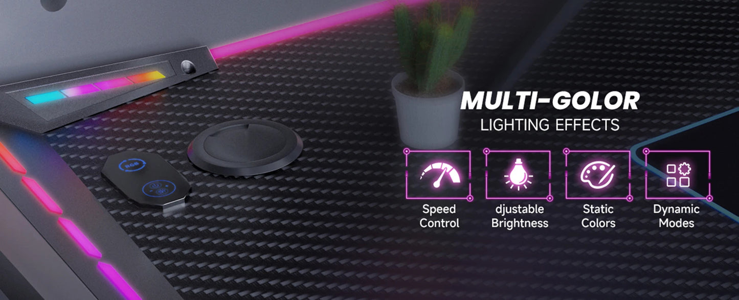 Gaming Desk LED RGB Computer Table Workstation w/ Cup Holder & Headphone Hook✨✨