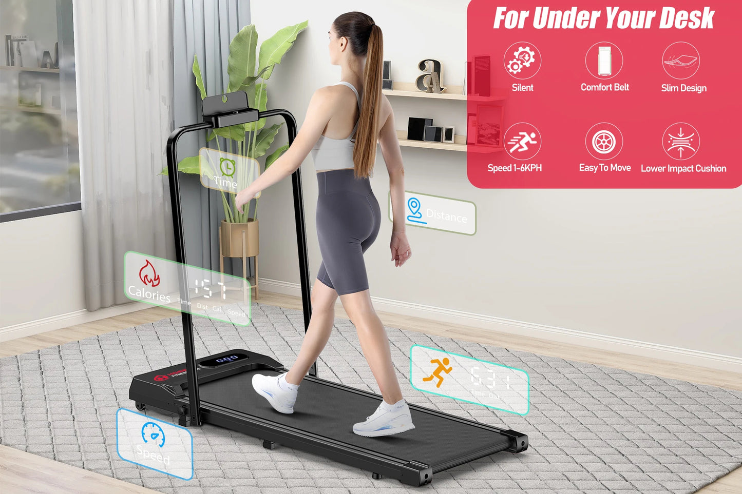 Home Treadmill Running Walking Pad Foldable Underdesk Electric Motorized Machine
