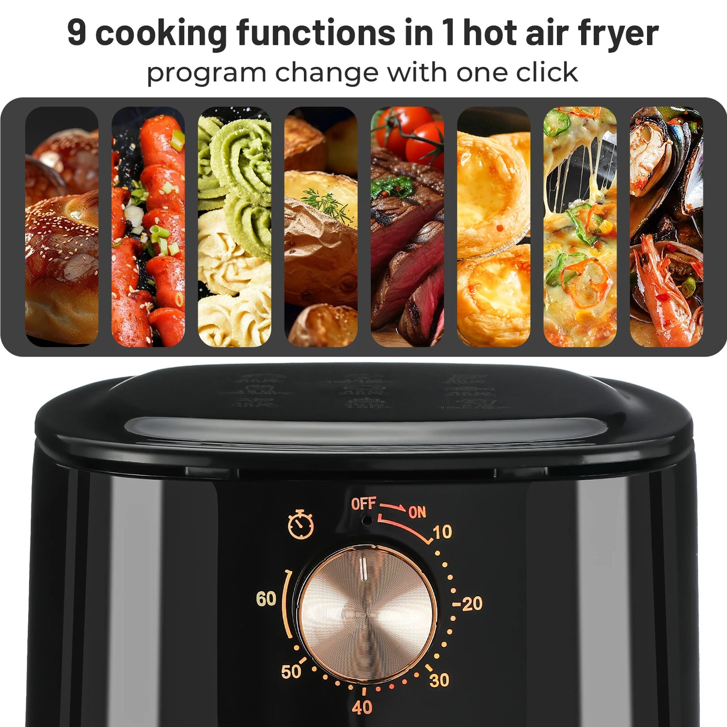 Air Fryer 5L  Touch Controls Nonstick 6 Function