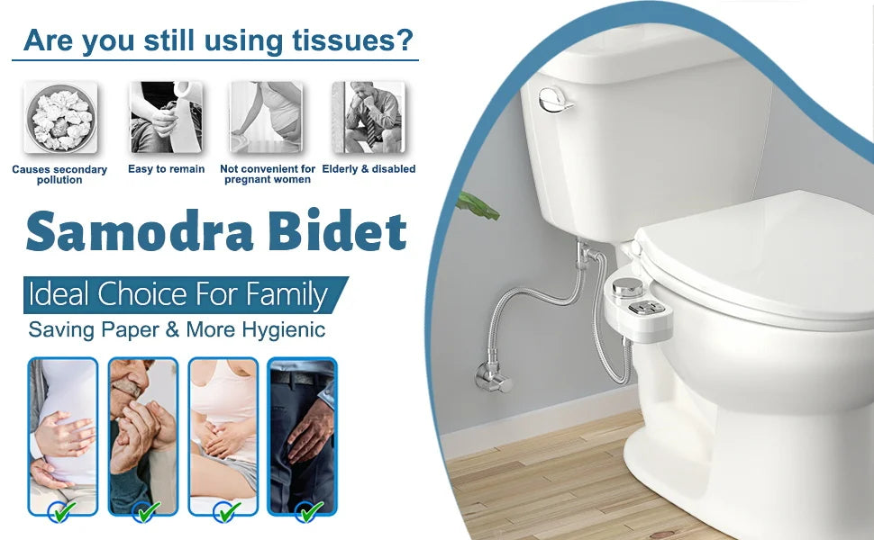 Bidet Toilet Seat Attachment Self Cleaning Dual Nozzle Bathroom Water Spray ✨
