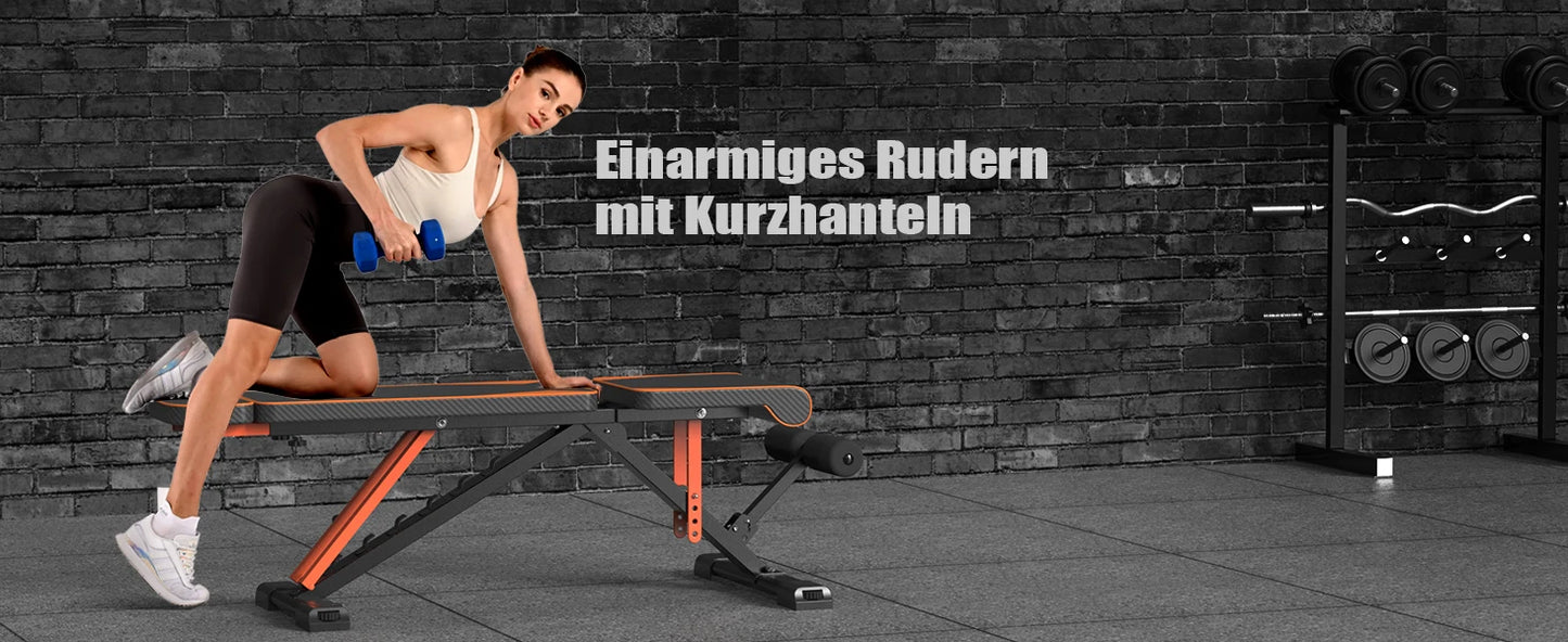Foldable Weight Bench Adjustable Strength Training Full Body Workout Incline Gym