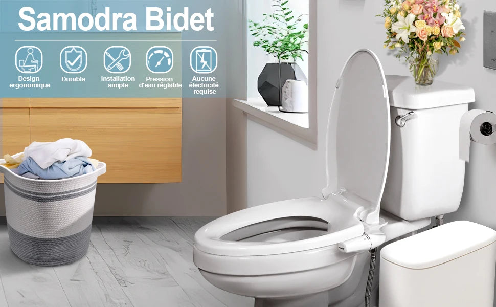 Bidet Toilet Seat Attachment | Ultra-Thin DIY Sprayer | SAMODRA BRAND | UK