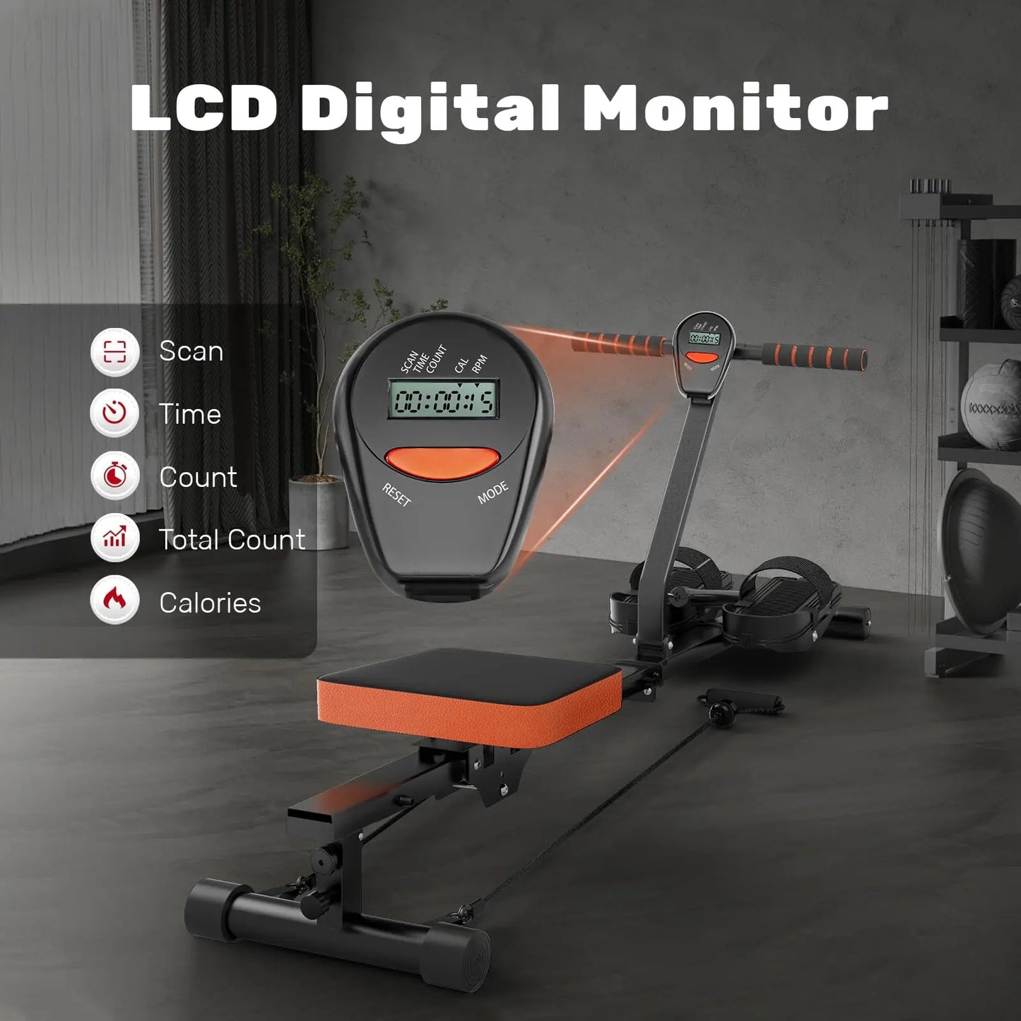 Magnetic Rowing Machine Rower with LCD Monitor Home Gym Fitness Cardio Workout ✨
